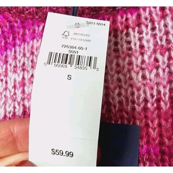 Gap Ombre Soft Stripe Pink Purple Crew Neck Sweater NWT Size S - Picture 9 of 13